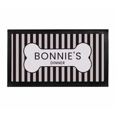 Personalised Black Stripe Pet Bowl Mat