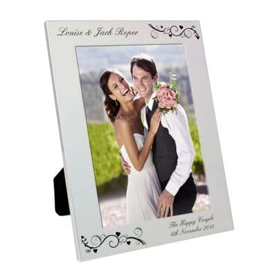 Personalised Black Swirl Silver Photo Frame