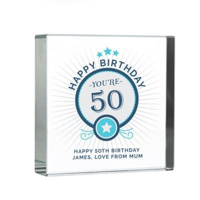 Personalised Blue Birthday Crystal Token