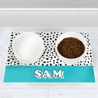 Personalised Blue Dots Dog Pet Bowl Mat