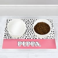 Personalised Blue Dots Dog Pet Bowl Mat