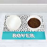 Personalised Blue Dots Dog Pet Bowl Mat