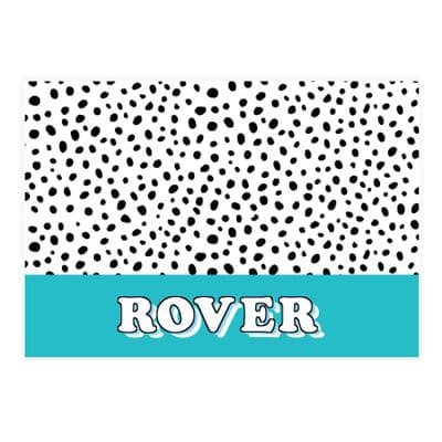 Personalised Blue Dots Dog Pet Bowl Mat
