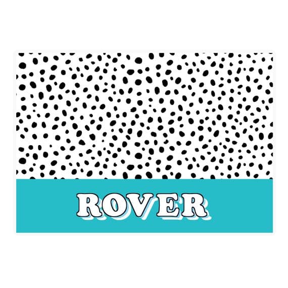 Personalised Blue Dots Dog Pet Bowl Mat
