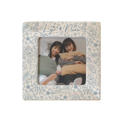Personalised Blue Floral Ceramic Photo Frame