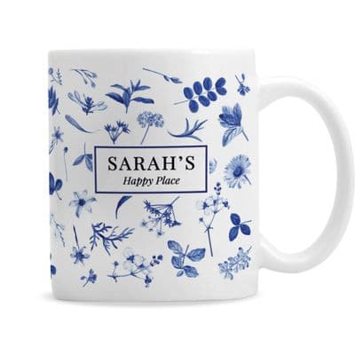 Personalised Blue Floral Mug