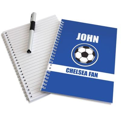 Personalised Blue Football Fan A5 Notebook