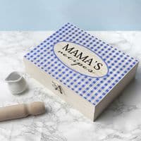 Personalised Blue Gingham Recipe Box
