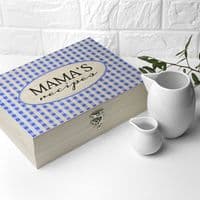 Personalised Blue Gingham Recipe Box