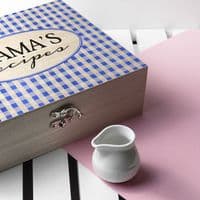 Personalised Blue Gingham Recipe Box