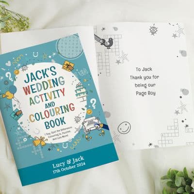 Personalised Blue Kids A4 Wedding Activity & Colouring Book