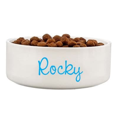 Personalised Blue Name Medium Pet Bowl