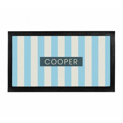 Personalised Blue Stripe Pet Bowl Mat