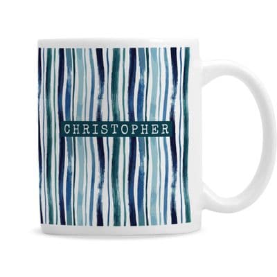 Personalised Blue Striped Mug
