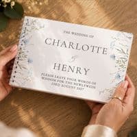 Personalised Blue Wild Flowers Guest Book