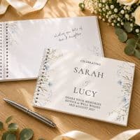 Personalised Blue Wild Flowers Guest Book