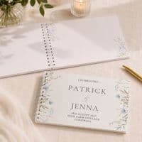 Personalised Blue Wild Flowers Guest Book