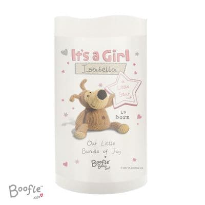 Personalised Boofle It's A Girl LED  Nightlight Candle