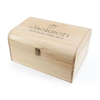 Personalised Booties New Baby Wooden Keepsake Chest