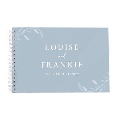 Personalised Botanical Baby Blue Wedding Guest Book
