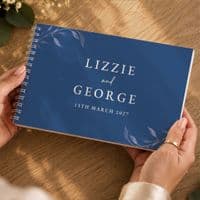 Personalised Botanical Cobalt Blue Wedding Guest Book