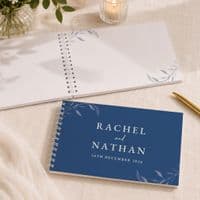 Personalised Botanical Cobalt Blue Wedding Guest Book