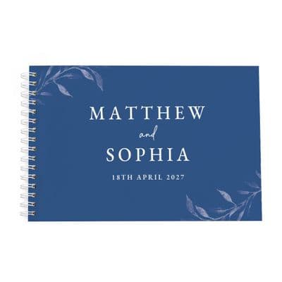 Personalised Botanical Cobalt Blue Wedding Guest Book