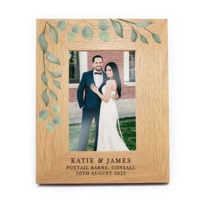 Personalised Botanical oak finish photo frame