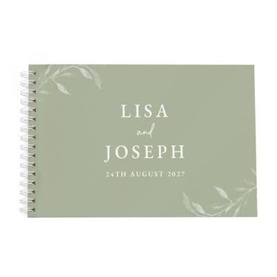 Personalised Botanical Sage Wedding Guest Book