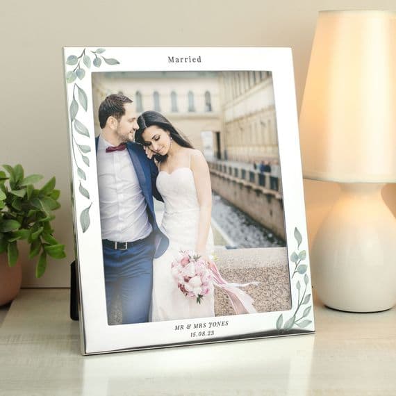 Personalised Botanical Silver Photo Frame 10 x 8cm