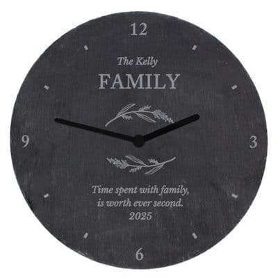 Personalised Botanical Slate Clock