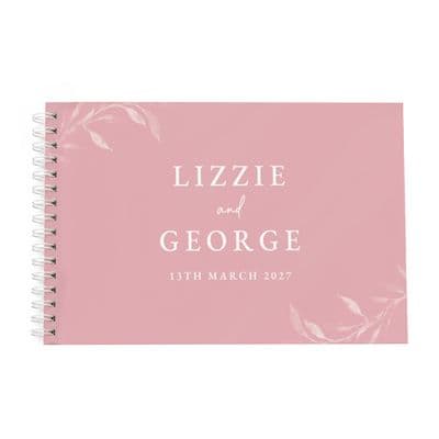 Personalised Botanical Soft Pink Wedding Guest Book