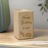 Personalised Botanical Wooden Tealight Holder