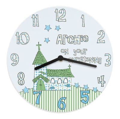 Personalised Boy's Church Christening  Clock