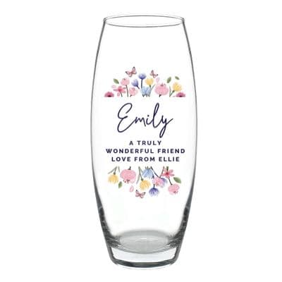 Personalised Bright Floral Bullet Vase