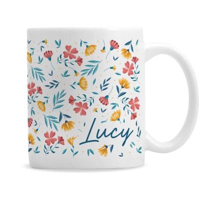 Personalised Bright Floral Mug