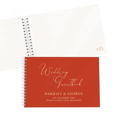 Personalised Burnt Orange Wedding Guest Book