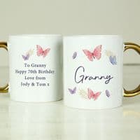 Personalised Butterfly Gold Handled Mug