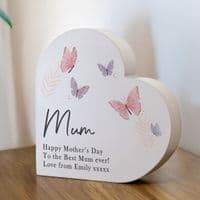 Personalised Butterfly Grey Heart Ornament