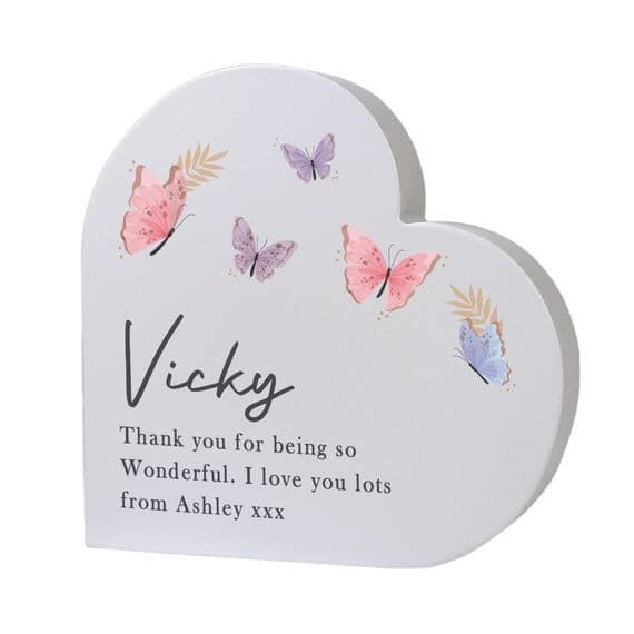 Personalised Butterfly Grey Heart Ornament