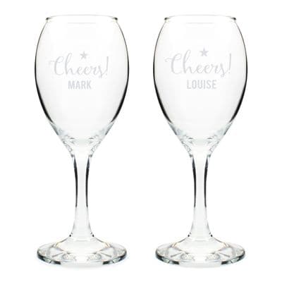 Personalised Cheers Wine Glass Set