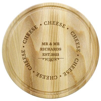 Personalised Cheese Round Wooden Chopping Board