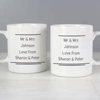 Personalised Classic Mr Right Mrs Always Right Mug Set