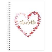 Personalised Confetti Hearts A5 Notebook