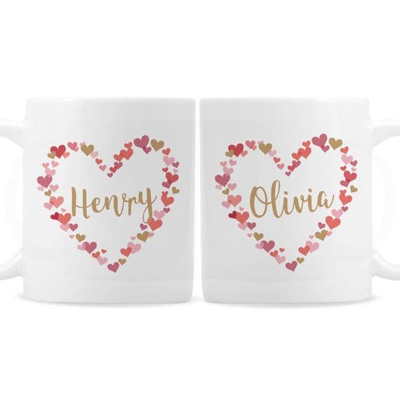 Personalised Confetti Hearts Mug Set
