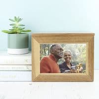 Personalised Contemporary wooden couples midi oak photo keepsake box