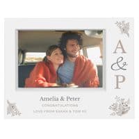Personalised Couples Initials Landscape Box Photo Frame