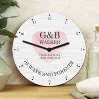 Personalised Couples Wooden Heart Clock