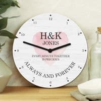 Personalised Couples Wooden Heart Clock