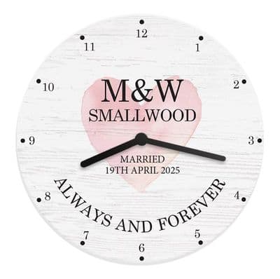 Personalised Couples Wooden Heart Clock